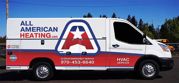 Newly re-branded All American Heating Work Van