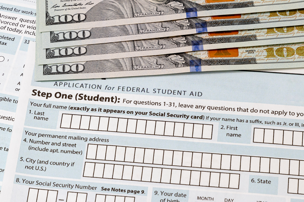 Student Loan Application and Hundred Dollar Bills